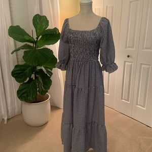 Blue and white gingham dress